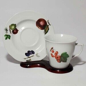 Cordon Bleu Teacup and Saucer Fruit Hand Decorated USA